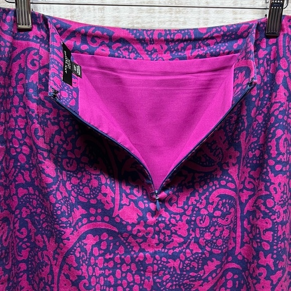 Ann Taylor Pencil Skirt Womens Petite 12P Linen Stretch Purple Paisley Print - Picture 5 of 11